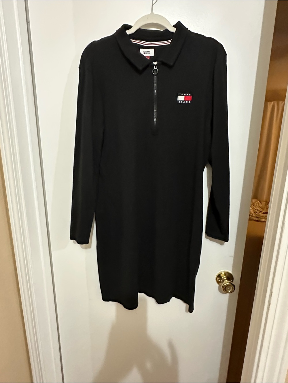 Tommy Hilfiger Black Long Sleeve Polo Dress with Zip